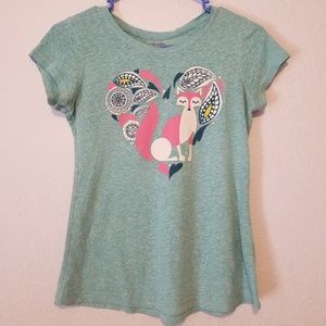 Blue Fox Heart Design Thin T-Shirt